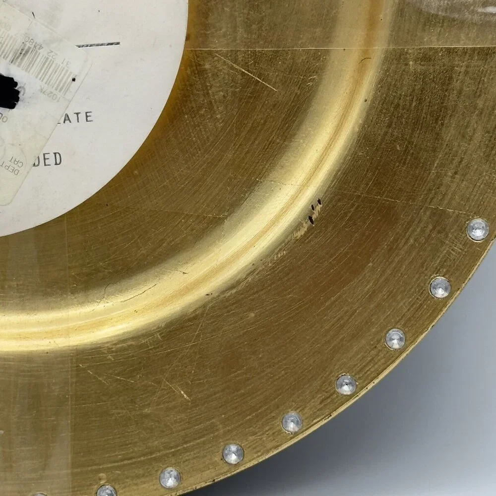 Cynthia‎ Rowley Metallic Gold Rhinestone Placemat Charger Plates 4 13